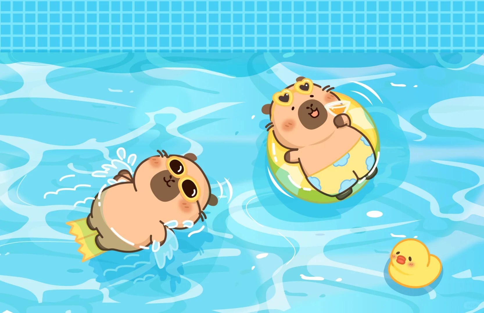 Hình nền Capybara chibi cho máy tính