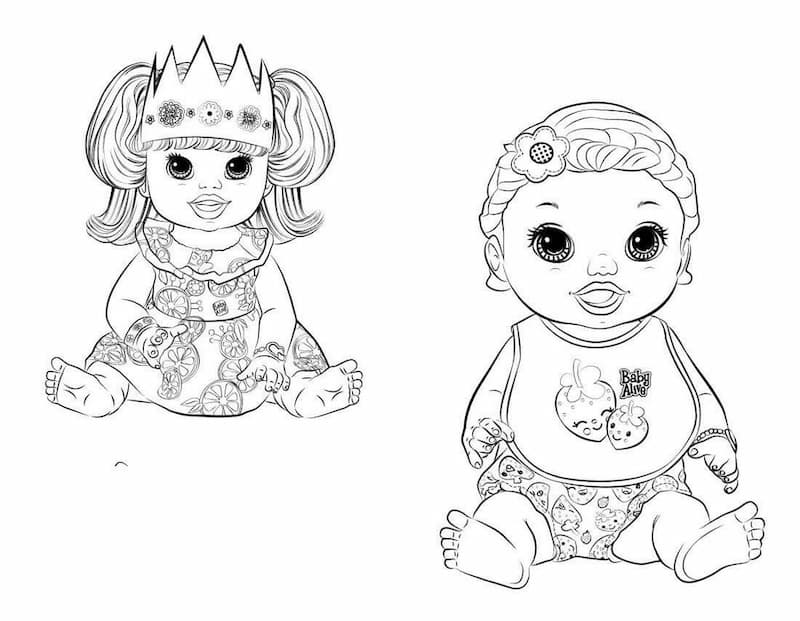 Các mẫu tranh tô màu búp bê giấy cute