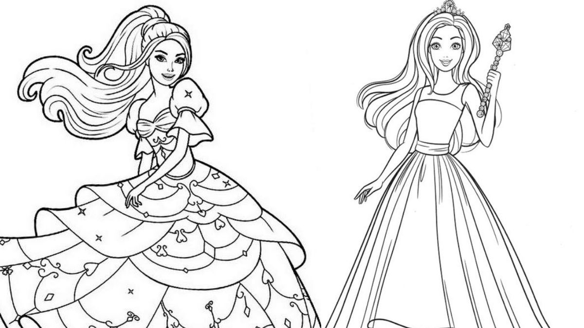 Bộ sưu tập hình công chúa cho bé tô màu barbie