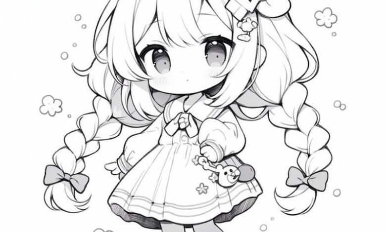 Bộ sưu tập tranh tô màu anime cute đơn giản