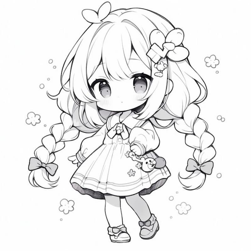 Bộ sưu tập tranh tô màu anime cute đơn giản