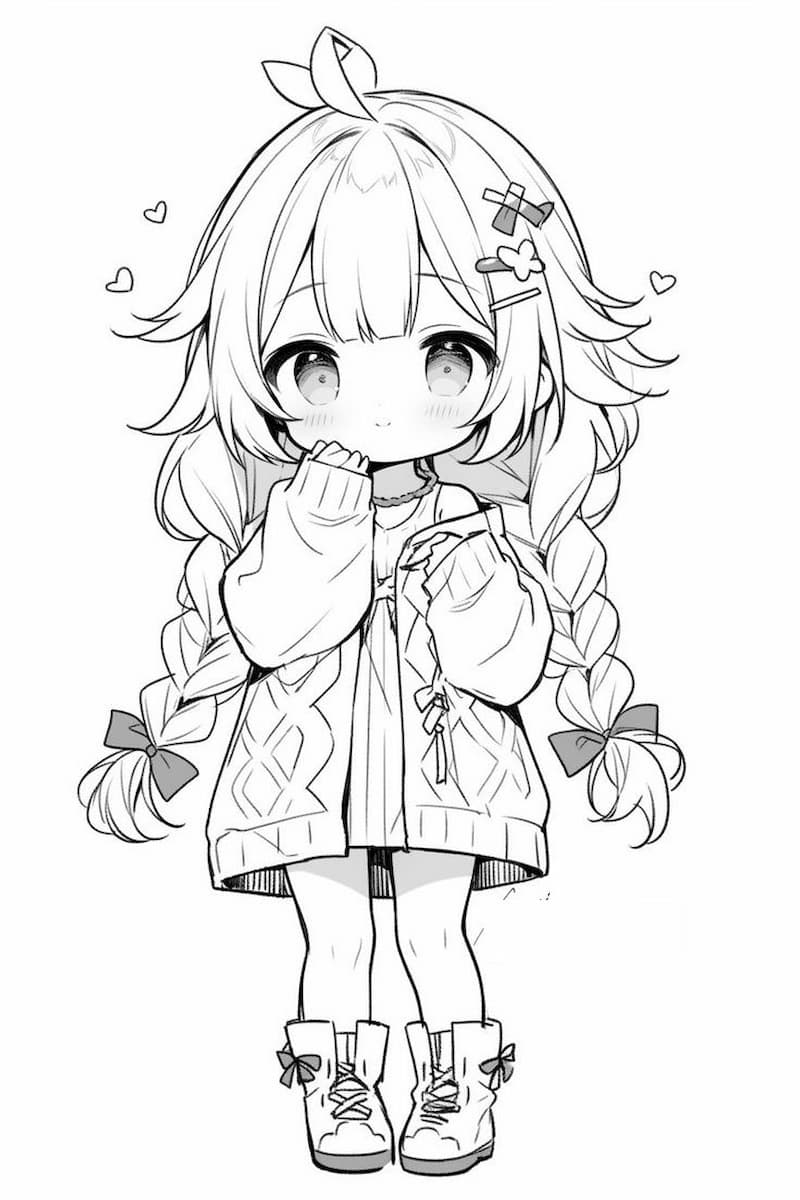 Bộ sưu tập tranh tô màu anime cute đơn giản