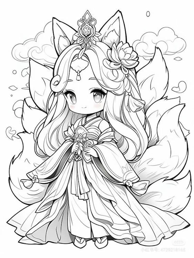 Bộ sưu tập tranh tô màu anime cute đơn giản