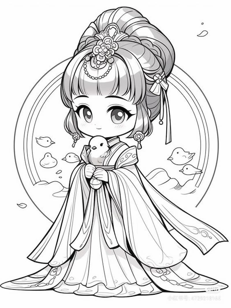 Bộ sưu tập tranh tô màu anime cute đơn giản