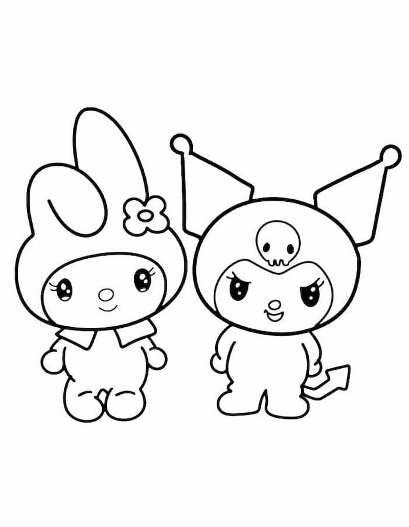 Bộ sưu tập tranh tô màu Kuromi và Melody cute