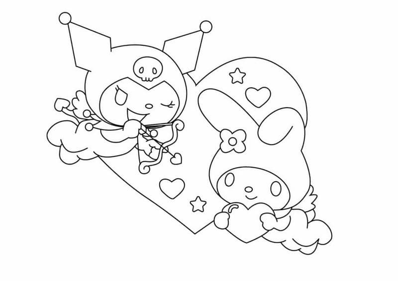 Bộ sưu tập tranh tô màu Kuromi và Melody cute