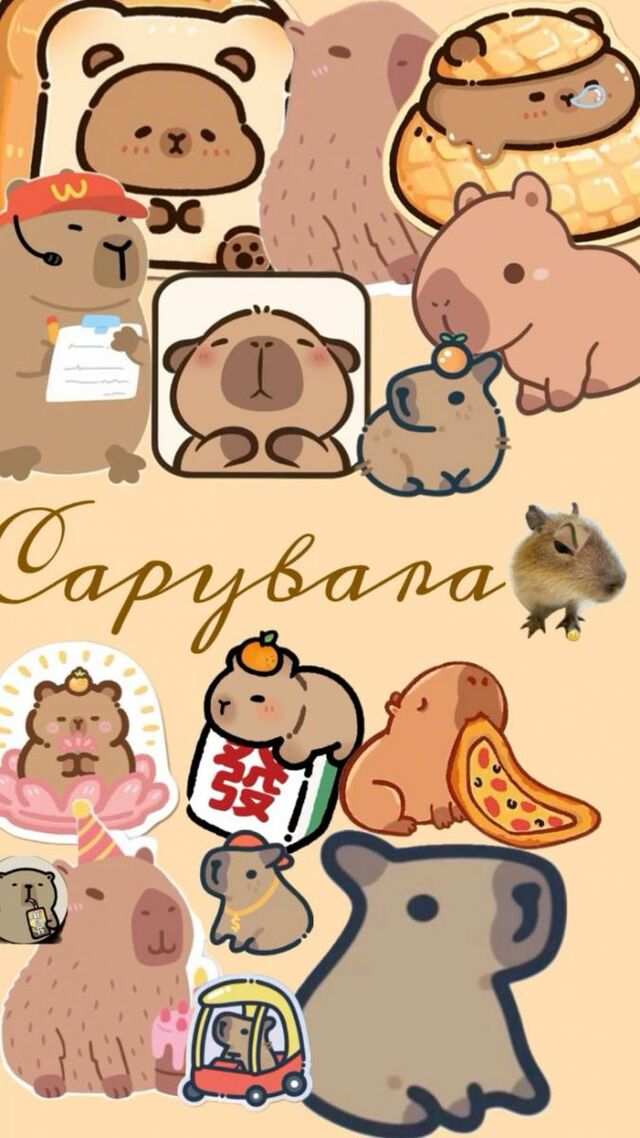 Hình nền Capybara chibi cho điện thoại