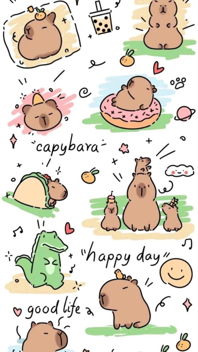 Hình nền Capybara chibi cho điện thoại