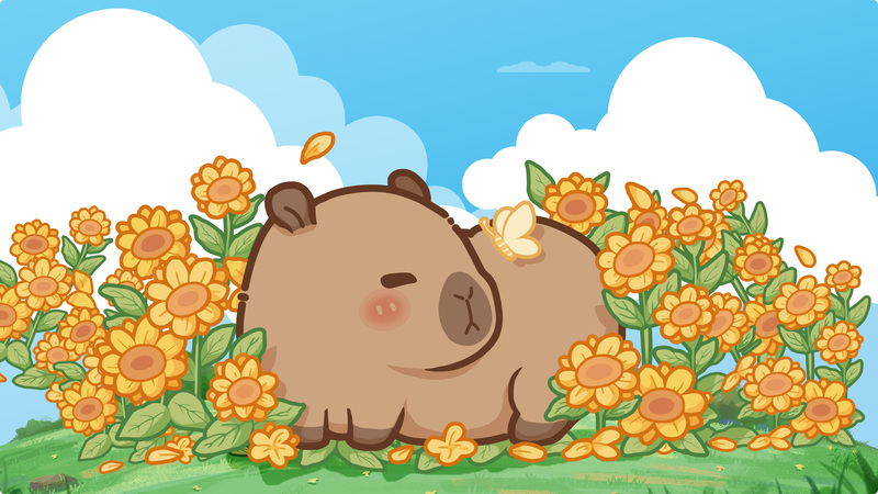 Hình nền Capybara chibi cho máy tính
