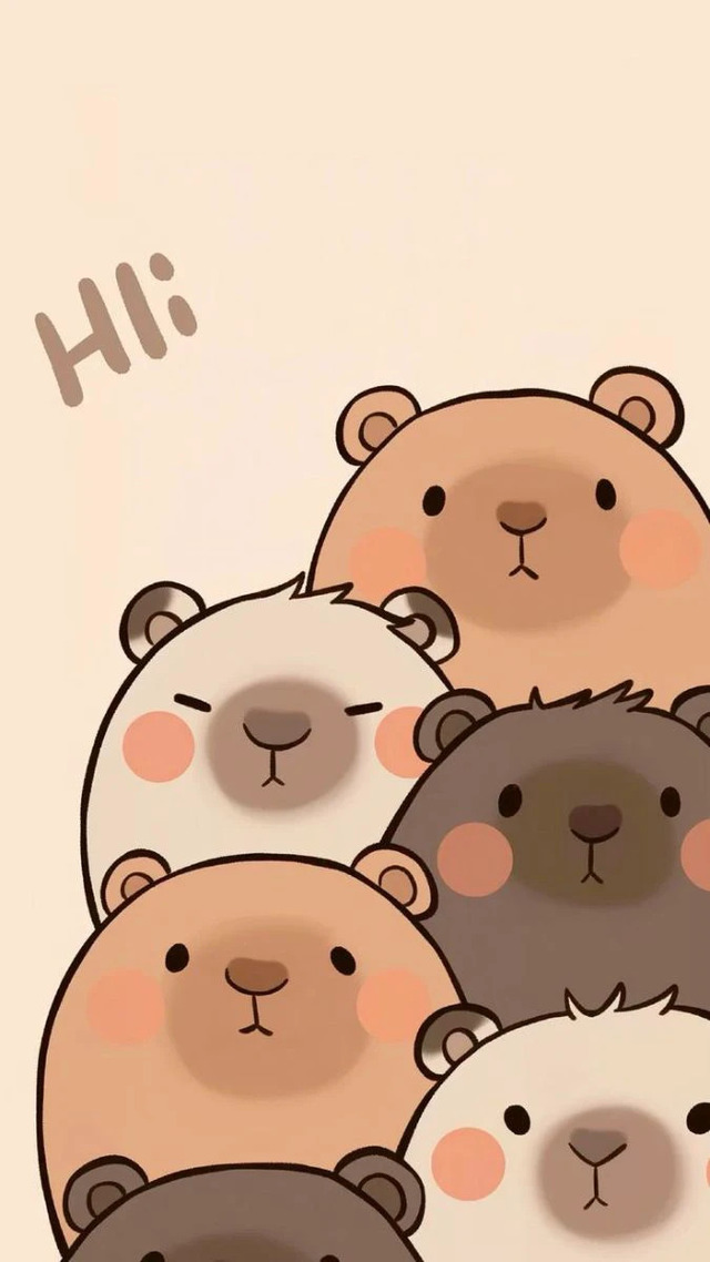 Hình nền Capybara chibi cho điện thoại