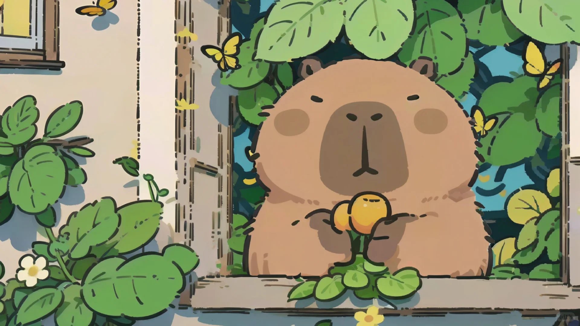 Hình nền Capybara chibi cho máy tính