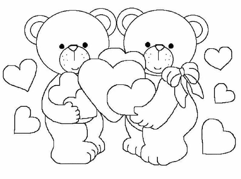Mẫu hình ảnh tranh tô màu gấu dâu cute miễn phí tải