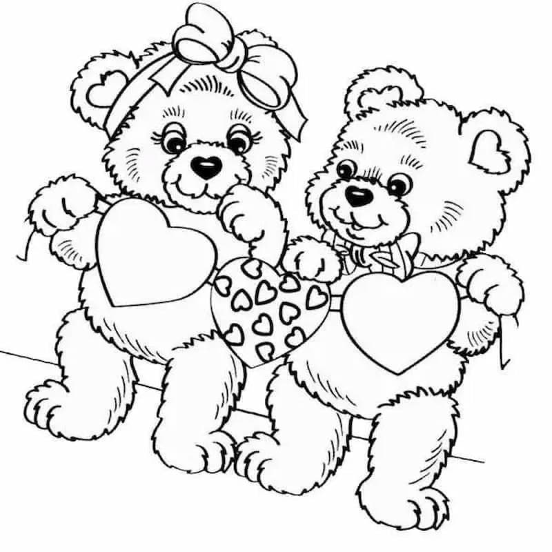Mẫu hình ảnh tranh tô màu gấu dâu cute miễn phí tải