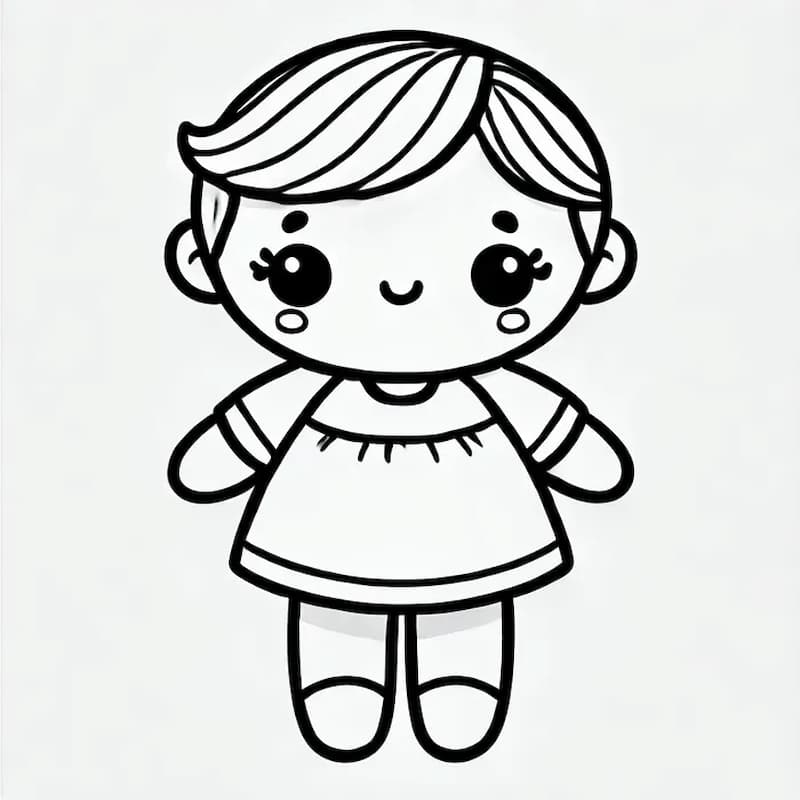 Mẫu tranh tô màu búp bê chibi