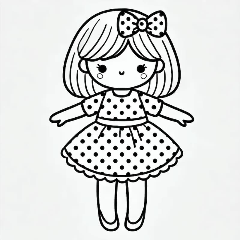 Mẫu tranh tô màu búp bê chibi