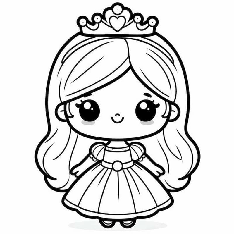 Mẫu tranh tô màu búp bê chibi