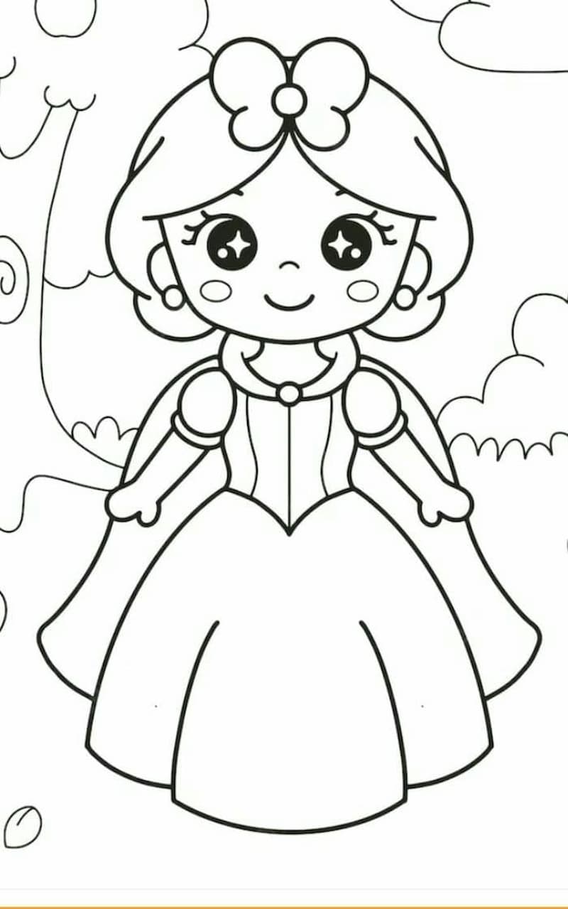 Mẫu tranh tô màu búp bê chibi