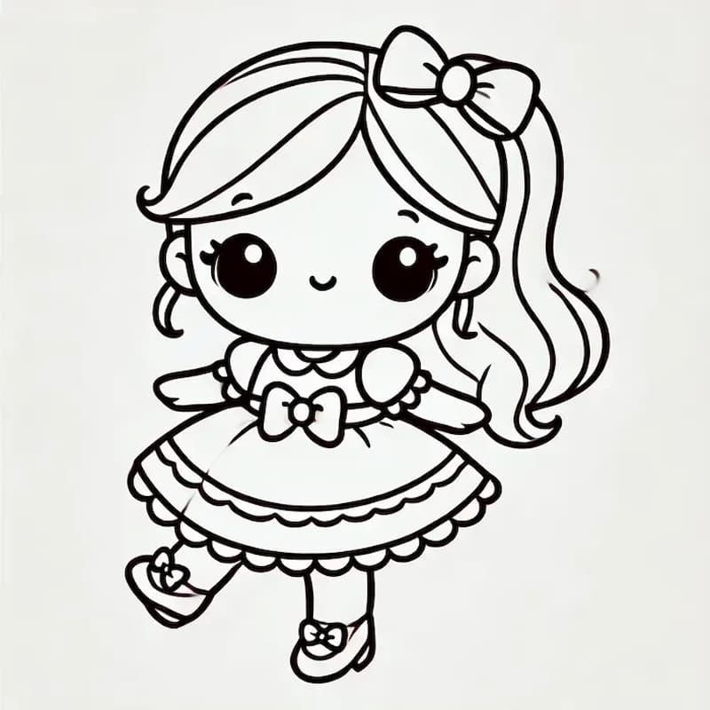 Mẫu tranh tô màu búp bê chibi