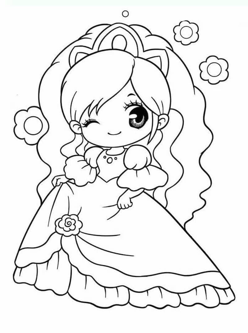 Mẫu tranh tô màu búp bê chibi