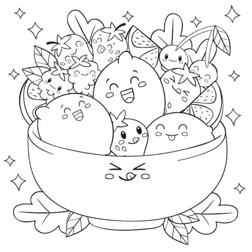 Mẫu tranh tô màu đồ ăn anime chibi