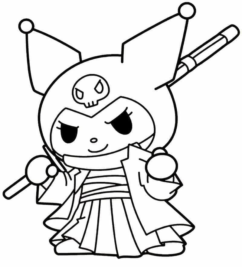 Mẫu tranh tô màu Kuromi anime cute