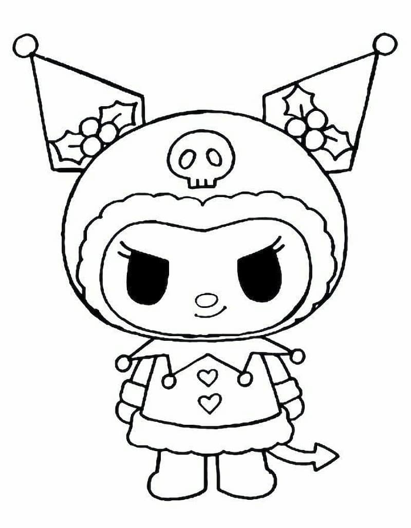 Mẫu tranh tô màu Kuromi anime cute