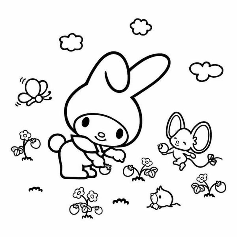 Mẫu tranh tô màu Kuromi anime cute
