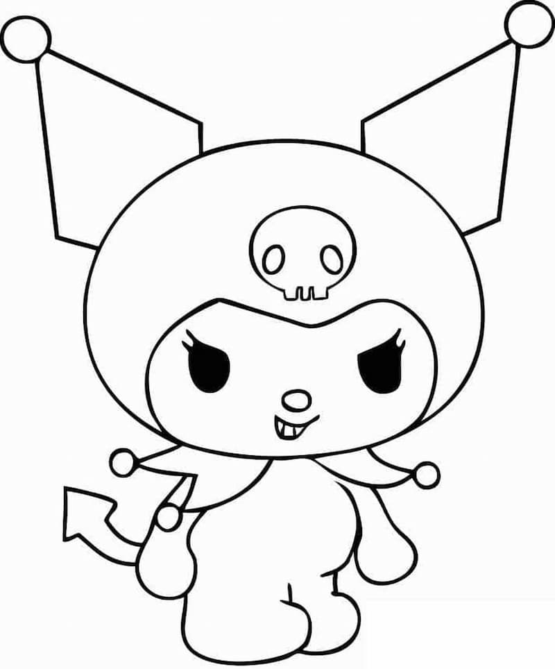 Mẫu tranh tô màu Kuromi tức giận