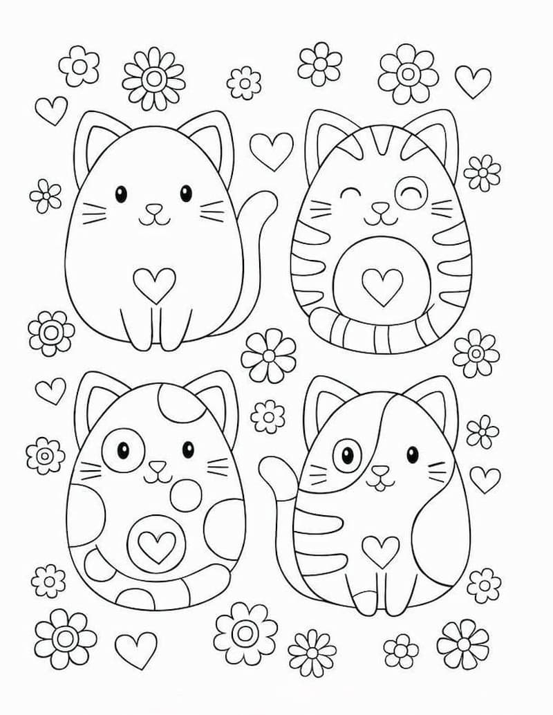 Tải tranh tô màu sticker cute miễn phí