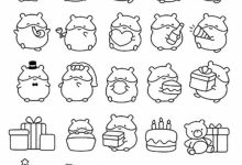 Tải tranh tô màu sticker cute miễn phí
