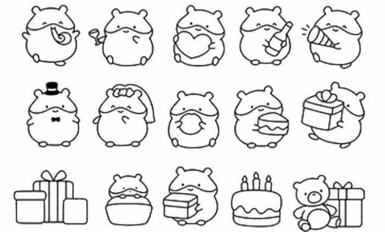 Tải tranh tô màu sticker cute miễn phí