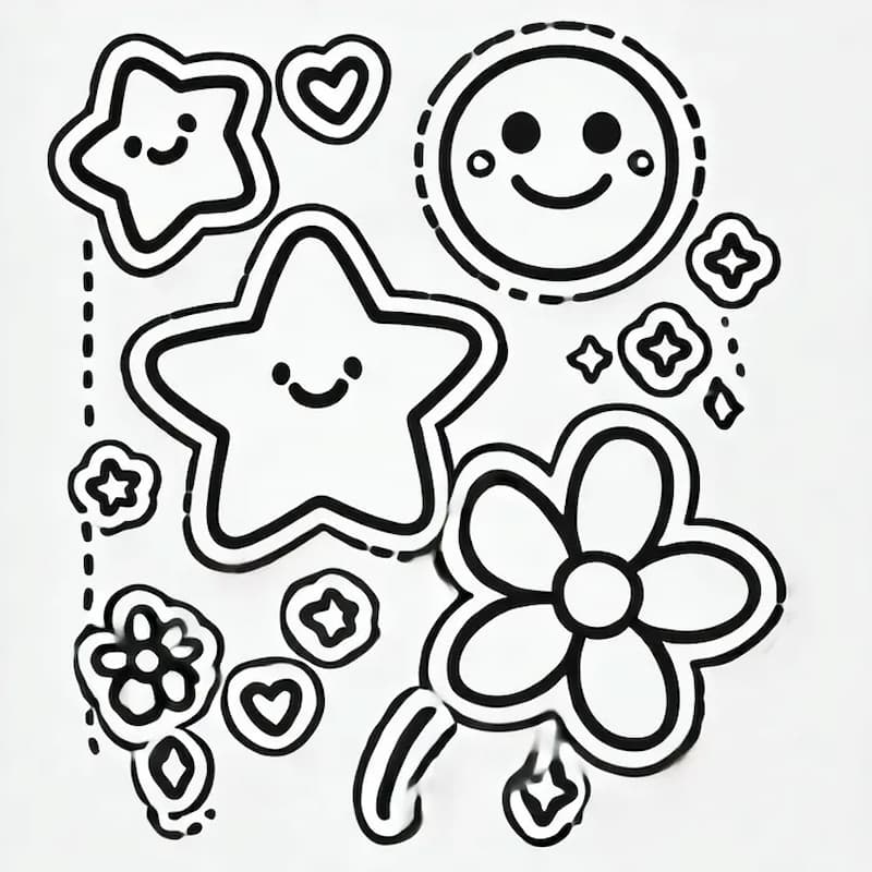 Tải tranh tô màu sticker cute miễn phí