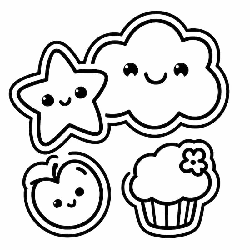 Tải tranh tô màu sticker cute miễn phí