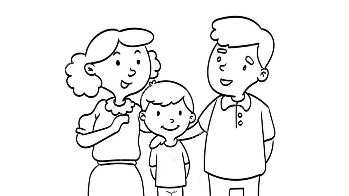 Tranh tô màu cho bé chủ đề gia đình