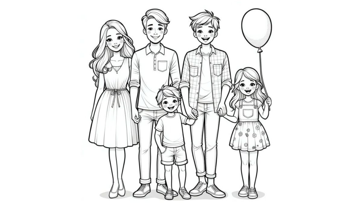 Tranh tô màu cho bé chủ đề gia đình