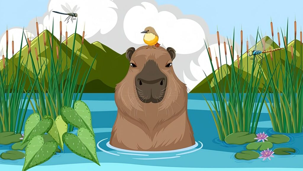 Hình nền Capybara chibi cho máy tính